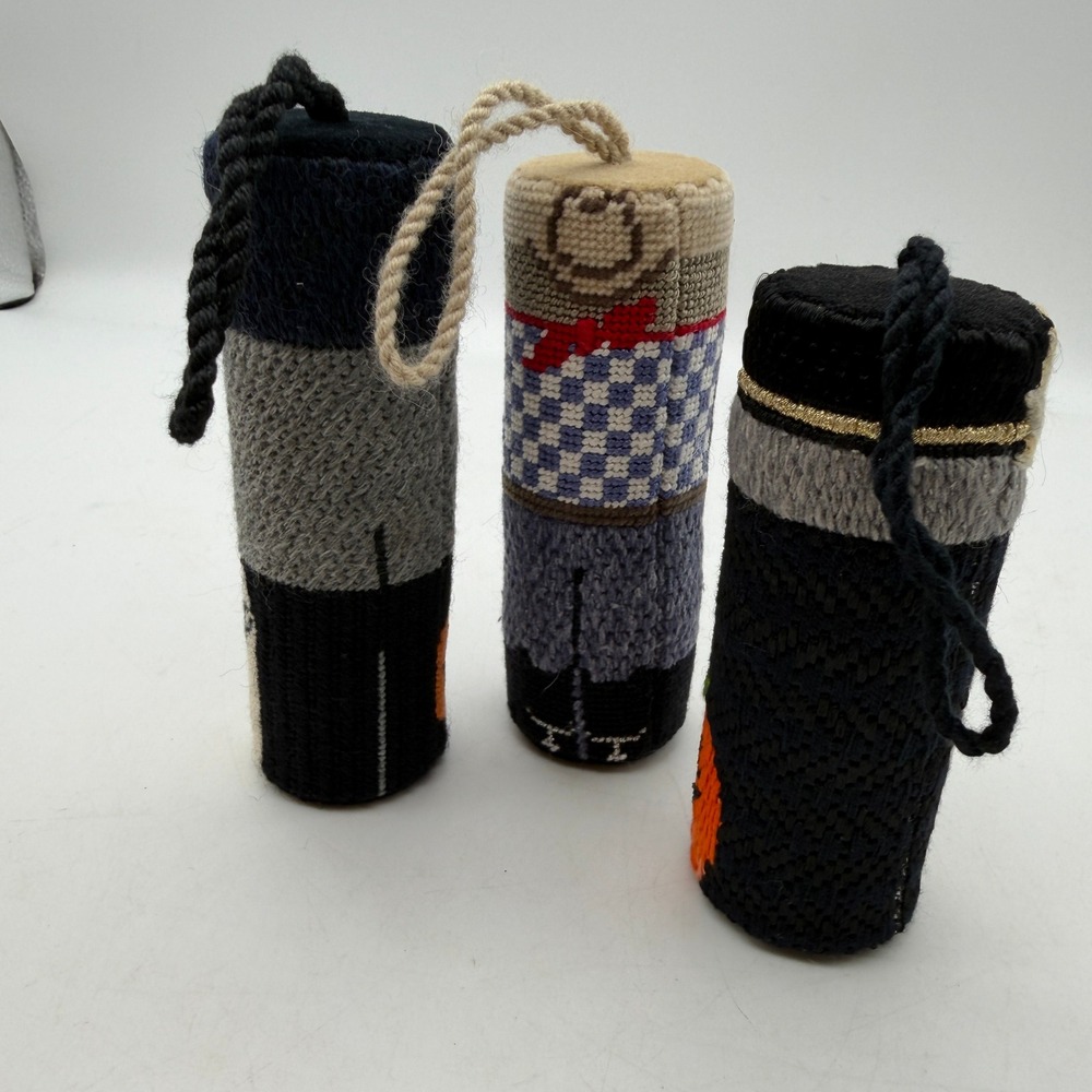 Needlepoint handmade Halloween hanging ornaments cylinder decor Frankenstein - Picture 3 of 13